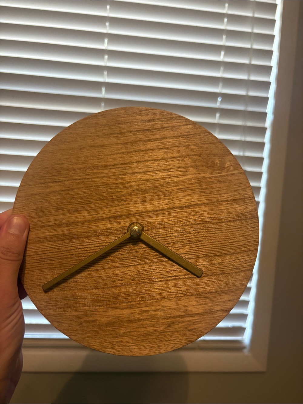 Minimal Wood Grain Wall Clock with Gold Hands
